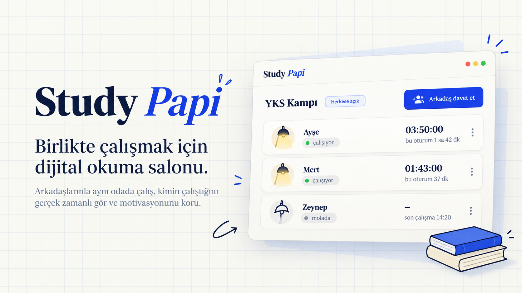 Study Papi — canlı timer'lı ortak çalışma odaları